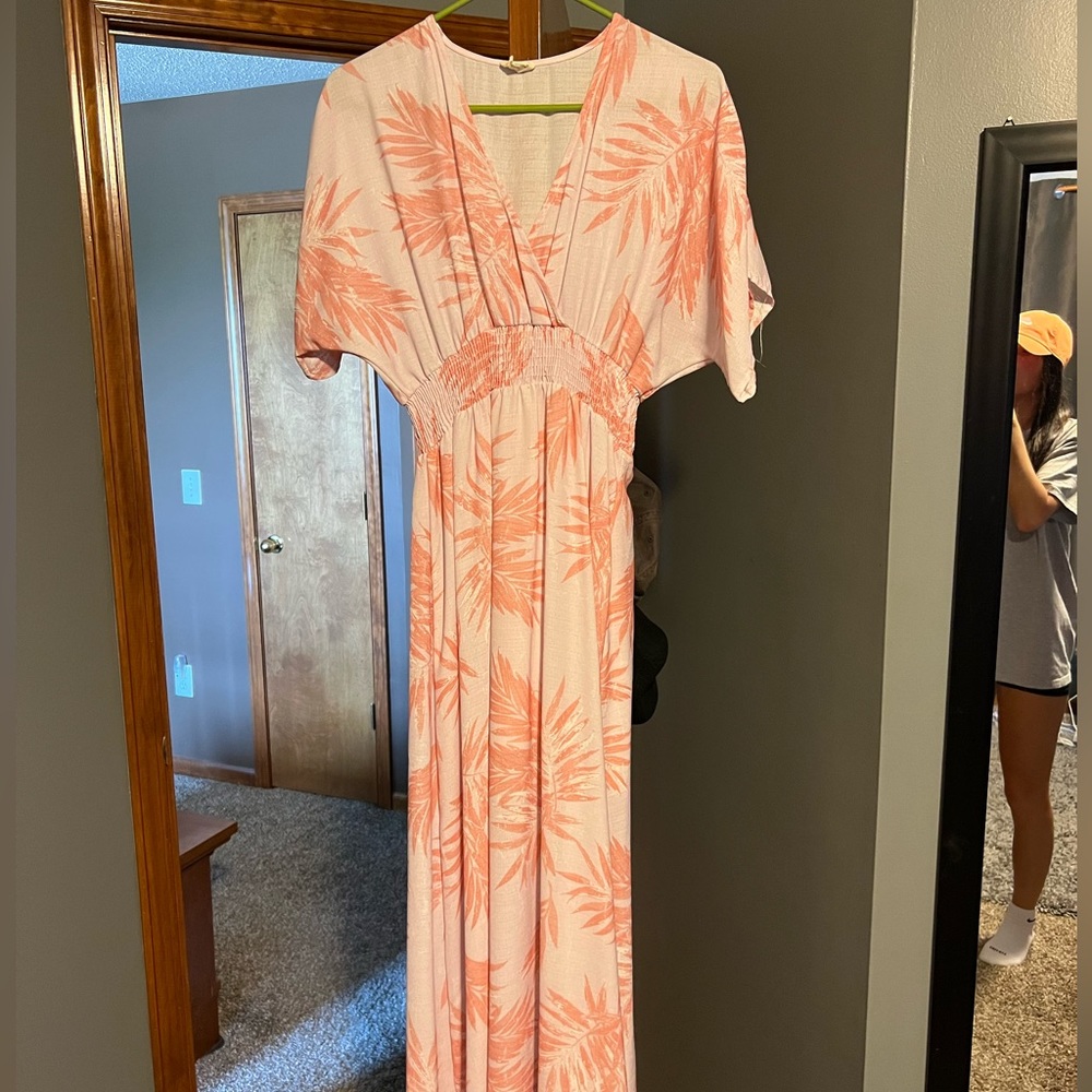 Orange and Pink Floral Maxi Dress